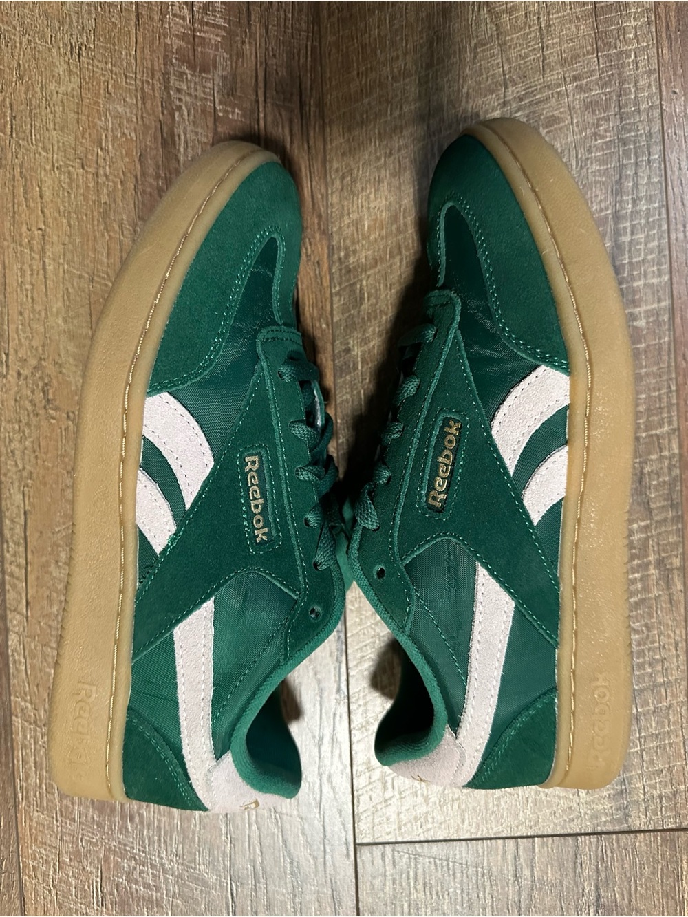 Reebok Green Suede Low-Top Sneakers with Gum Sole